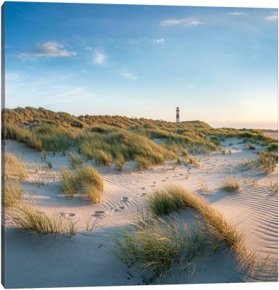 Lighthouse On The Dune Beach, North Sea Coast, Sylt Island, Germany Canvas Art Print - Sylt Art