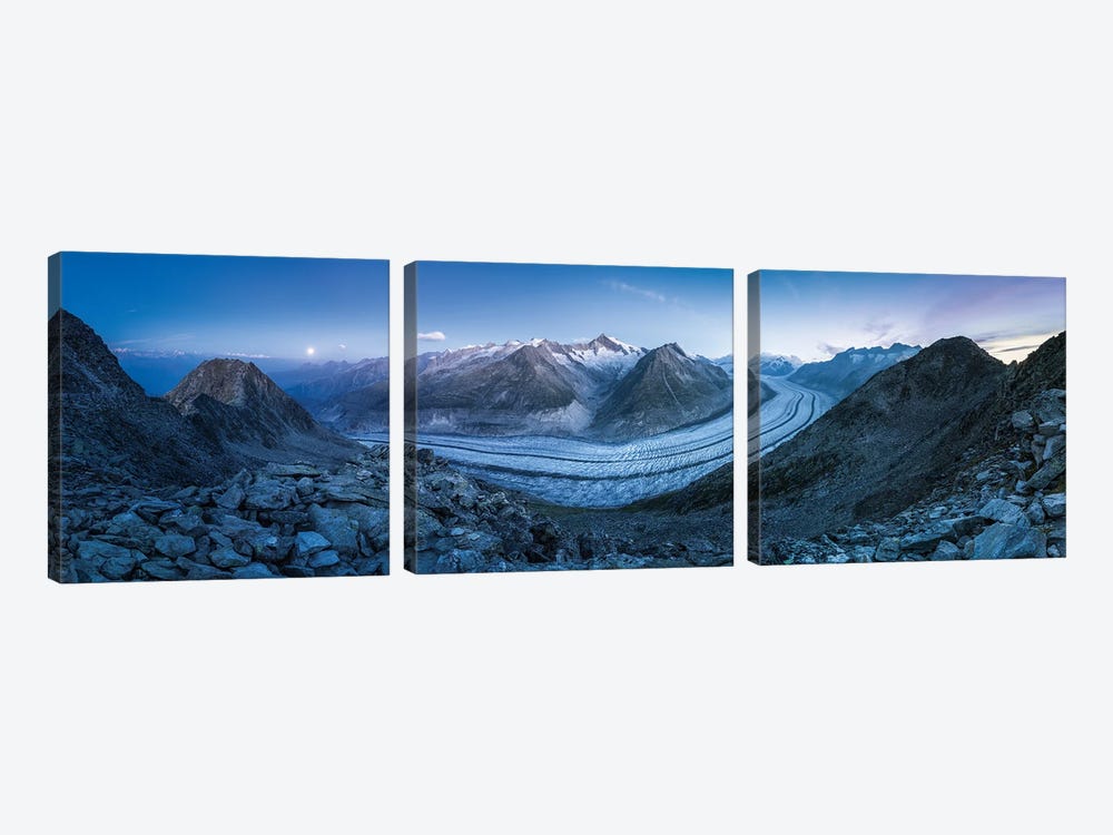Aletsch Glacier At Night, Swiss Alps, Valais, Switzerland by Jan Becke 3-piece Canvas Artwork