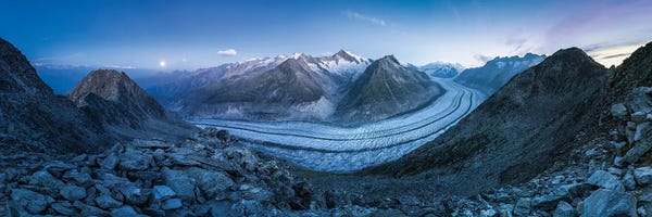 Glaciers & Icebergs: Aletsch Glacier At Night, Swiss Alps, Valais, Switzerland by Jan Becke