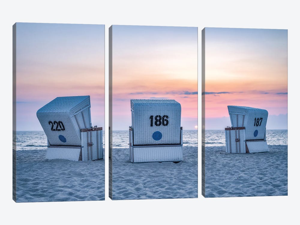 Sunset View At The North Sea Coast On Sylt, Schleswig-Holstein, Germany by Jan Becke 3-piece Canvas Artwork