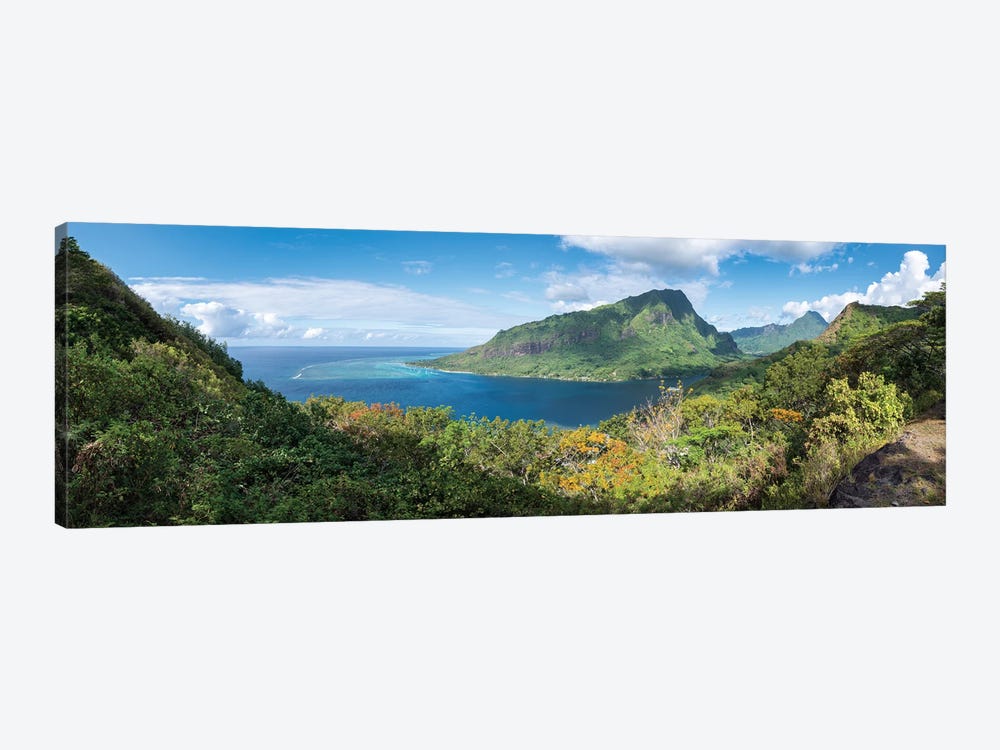 Panoramic View Of Opunohu Bay On Moorea Island, French Polynesia by Jan Becke 1-piece Canvas Print