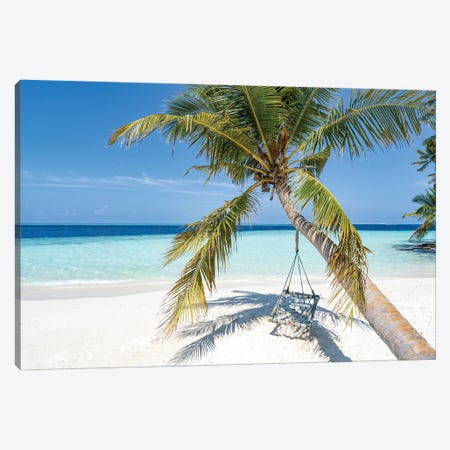 Swing On A Palm Tree On A Tropical Island In The Maldives Canvas Print #JNB2388} by Jan Becke Art Print