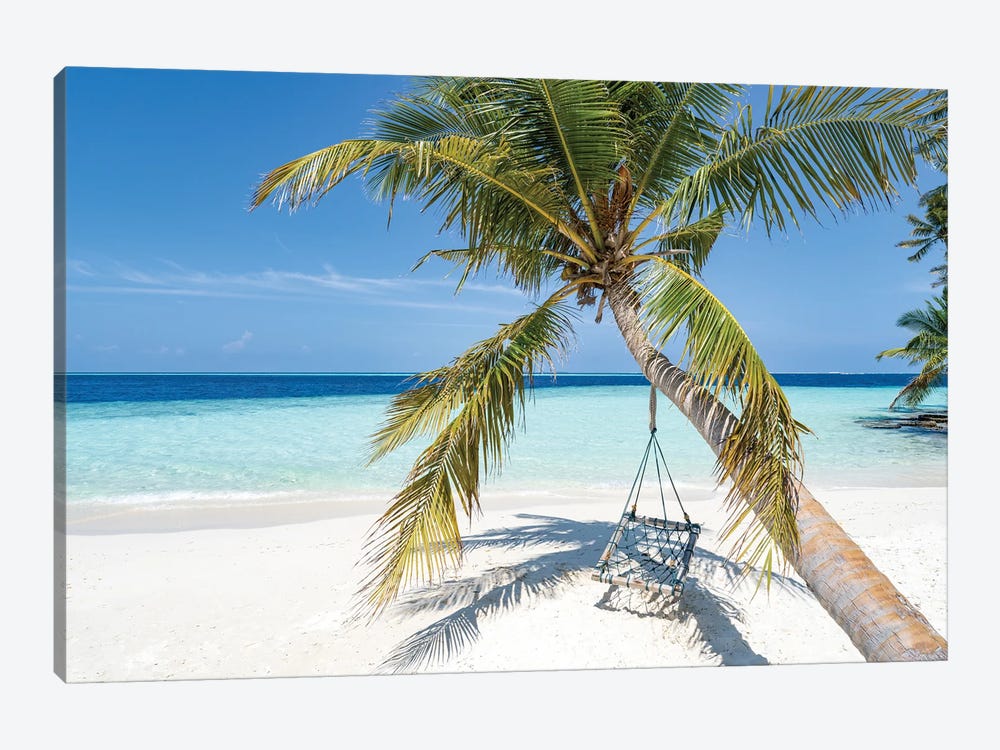 Swing On A Palm Tree On A Tropical Island In The Maldives by Jan Becke 1-piece Canvas Wall Art