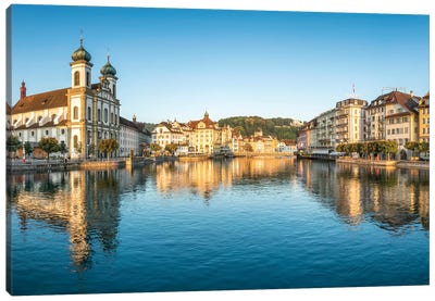 Jesuit Church In The Old Town Of Lucerne Canvas Art Print