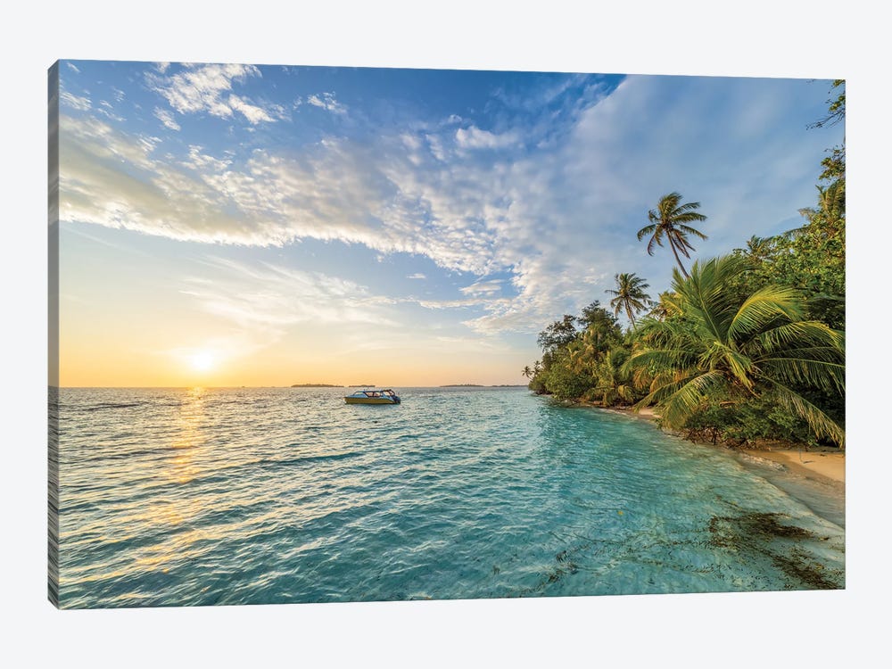 Beautiful Sunrise On A Tropical Island In The Maldives by Jan Becke 1-piece Canvas Art