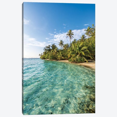 Tropical Island With Palm Trees In The Maldives Canvas Print #JNB2398} by Jan Becke Canvas Wall Art