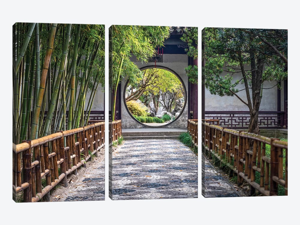 Classical Chinese Garden, Suzhou by Jan Becke 3-piece Canvas Art