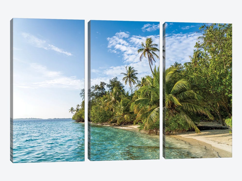 Summer Vacation On A Tropical Island In The Maldives by Jan Becke 3-piece Canvas Print