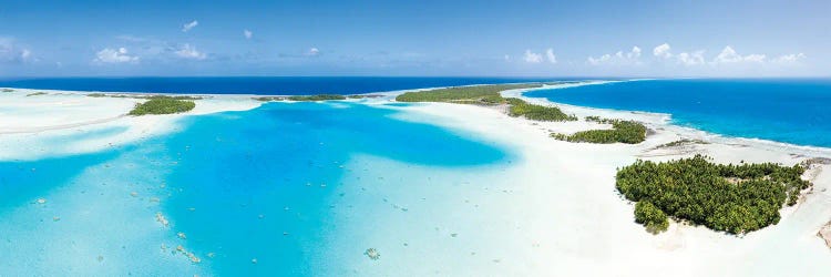 Aerial Panorama Of The Blue Lagoon On Rangiroa, French Polynesia