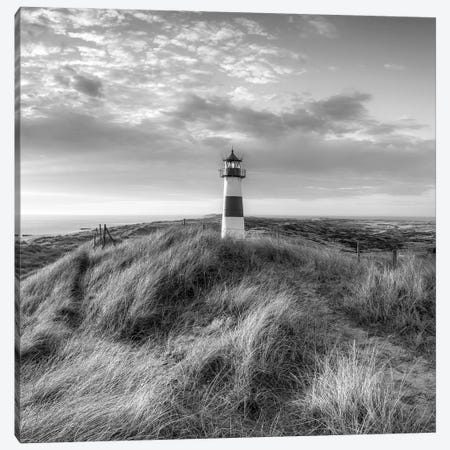 Lighthouse At The Dune Beach, Sylt, Schleswig-Holstein, Germany, Black And White Canvas Print #JNB2406} by Jan Becke Canvas Art Print