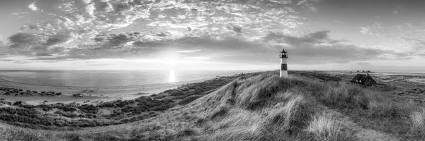 Sylt: Lighthouse List Ost Near The North Sea Coast, Sylt, Germany, Black And White by Jan Becke