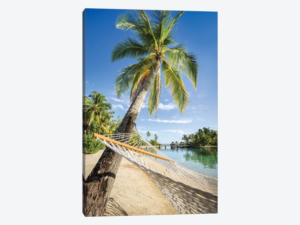 Summer Vacation In A Hammock On A Tropical Island, French Polynesia by Jan Becke 1-piece Canvas Print