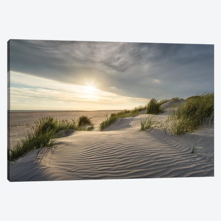 Sunset At The Dune Beach, North Frisian Islands, North Sea Coast, Germany Canvas Print #JNB2415} by Jan Becke Canvas Artwork