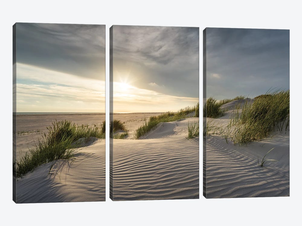 Sunset At The Dune Beach, North Frisian Islands, North Sea Coast, Germany by Jan Becke 3-piece Art Print