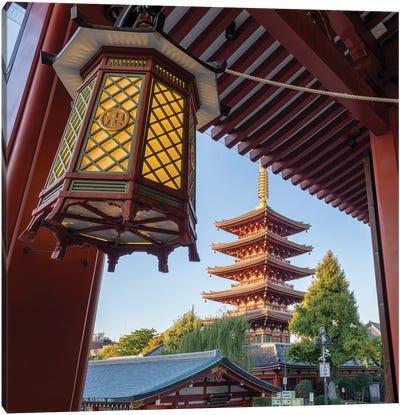 Pagoda At The Senso-Ji Temple, Asakusa, Tokyo, Japan Canvas Art Print - Pagodas