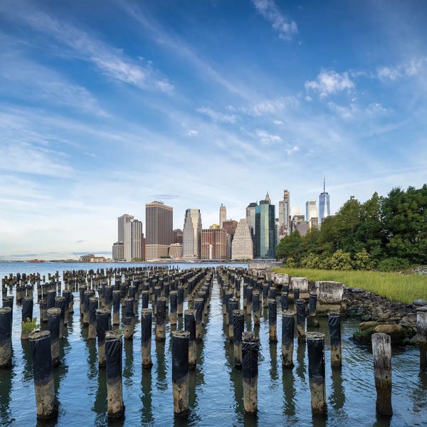 Brooklyn: Manhattan Skyline Seen From Brooklyn Bridge Park, New York City, USA by Jan Becke