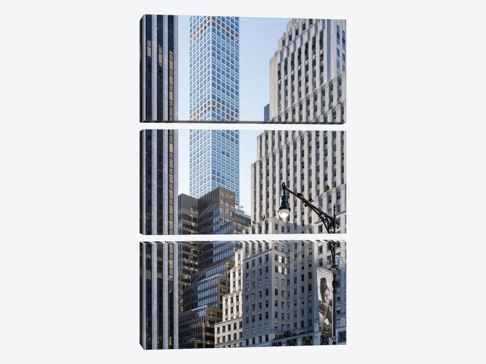Modern Skyscraper Architecture In Midtown Manhattan, New York City, USA by Jan Becke 3-piece Canvas Wall Art