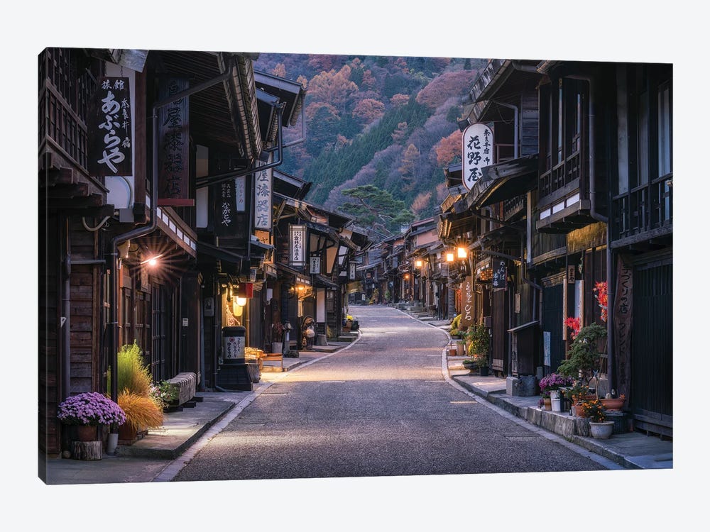 Narai-Juku Old Town At Night, Shiojiri, Nagano Prefecture, Japan by Jan Becke 1-piece Canvas Artwork