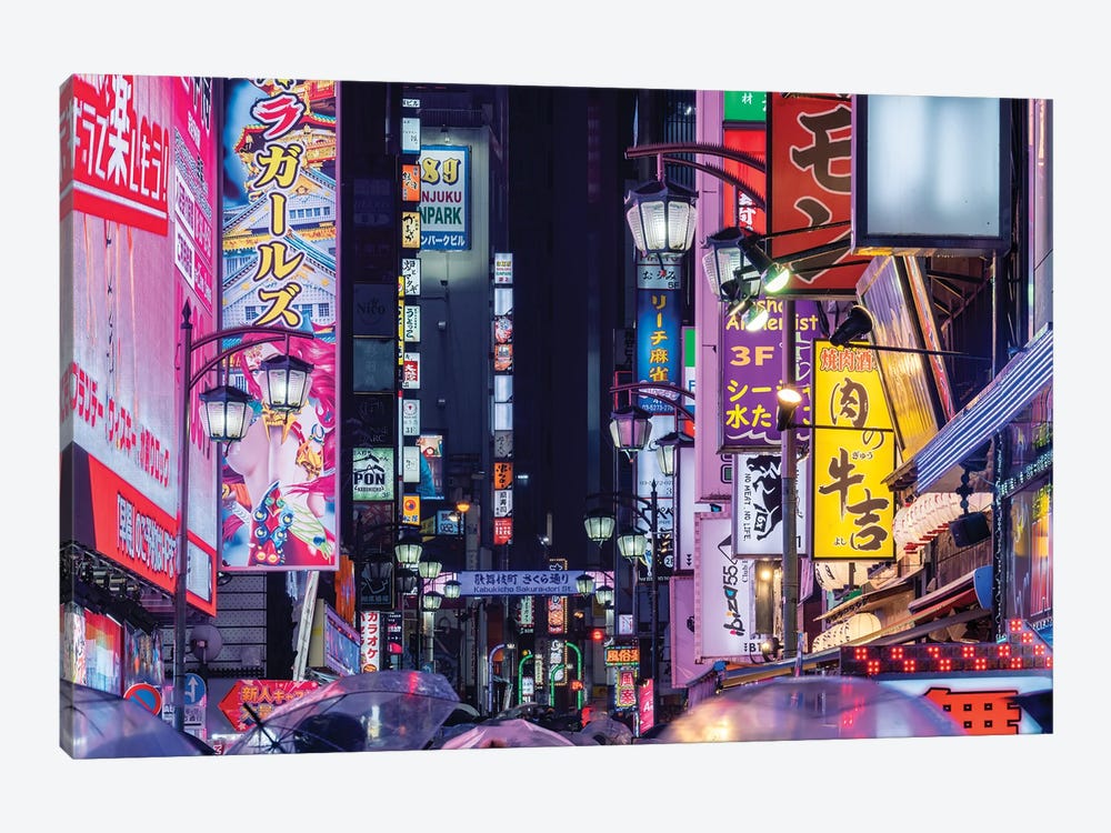 Colorful Neon Signs At The Kabukicho Nighlife District, Shinjuku, Tokyo, Japan by Jan Becke 1-piece Art Print