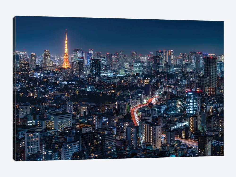 Tokyo Skyline At Night With Tokyo Tower by Jan Becke 1-piece Canvas Artwork