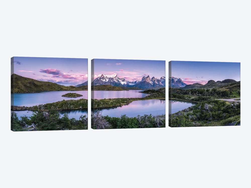 Lake Pehoé In Torres Del Paine National Park, Chile by Jan Becke 3-piece Canvas Print