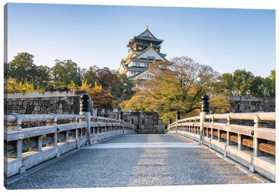 Osaka Castle In Autumn Season Canvas Art Print - Pagodas