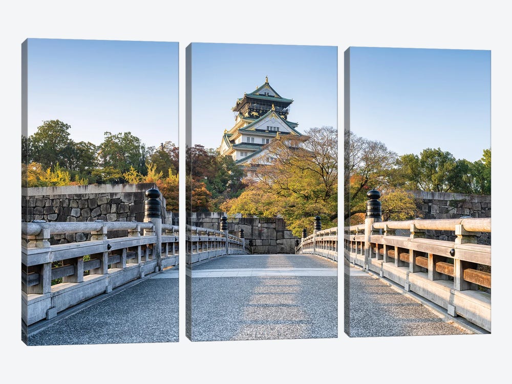 Osaka Castle In Autumn Season by Jan Becke 3-piece Art Print