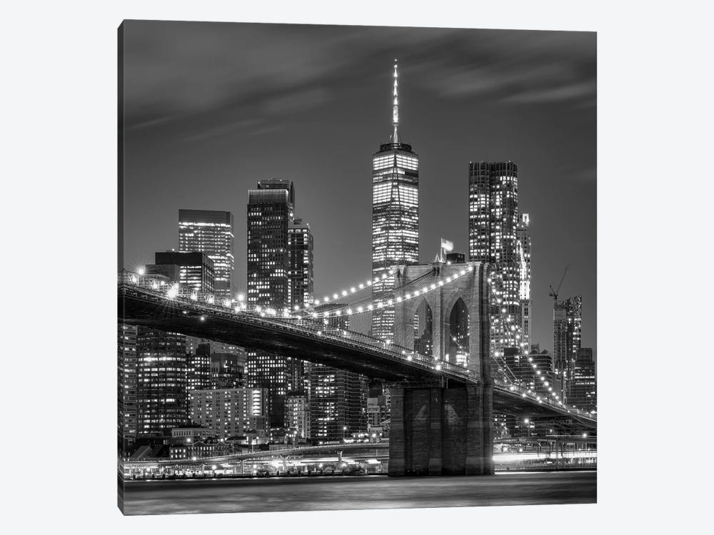 Brooklyn Bridge Black And White, New York City by Jan Becke 1-piece Canvas Art
