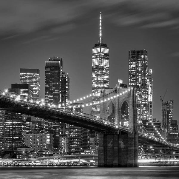 Brooklyn: Brooklyn Bridge Black And White, New York City by Jan Becke