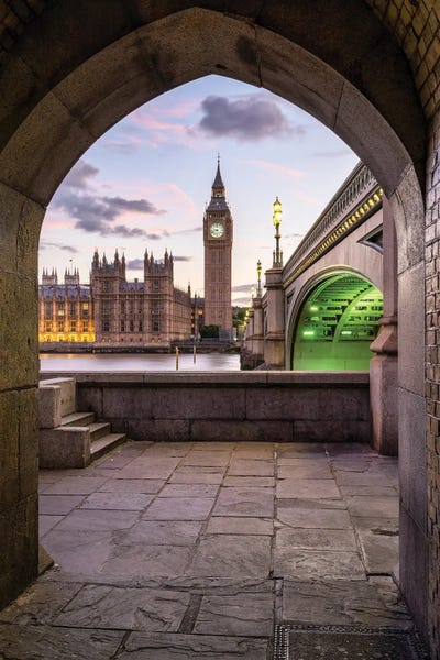 Big Ben: Big Ben And Westminster Bridge At Sunset, London, Great Britain by Jan Becke