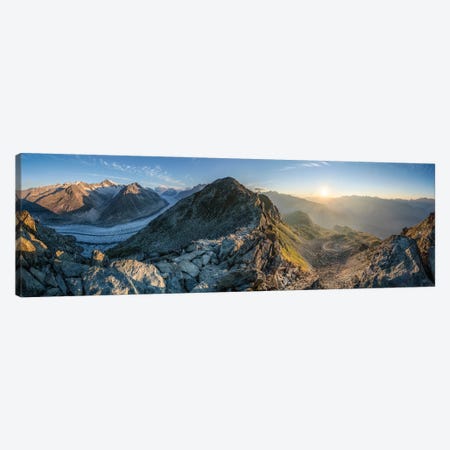 Sunrise At Aletsch Glacier (Aletschgletscher) With View Of Eggishorn Mountain Peak In The Distance, Swiss Alps, Switzerland Canvas Print #JNB2467} by Jan Becke Canvas Print