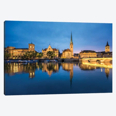 Old Town Of Zurich At Night Canvas Print #JNB246} by Jan Becke Canvas Art