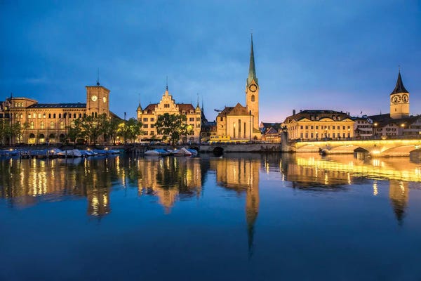 Switzerland: Old Town Of Zurich At Night by Jan Becke