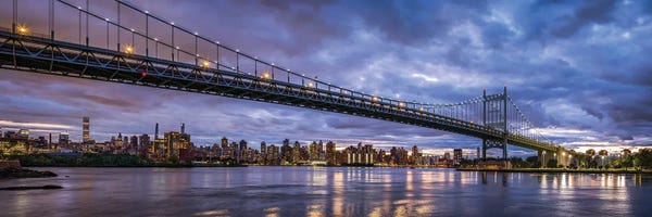 Canvas Print: Robert F. Kennedy Bridge (Triborough Bridge) Panorama At Night, New York City by Jan Becke