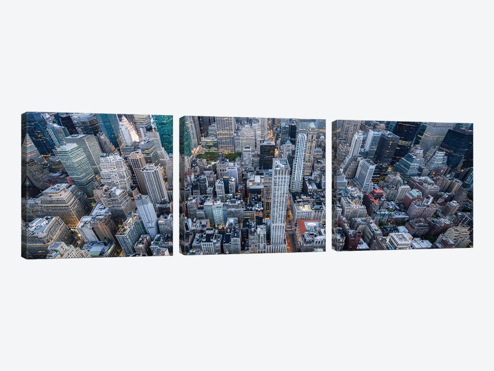Skyscraper Panorama, Midtown Manhattan, New York City by Jan Becke 3-piece Canvas Wall Art