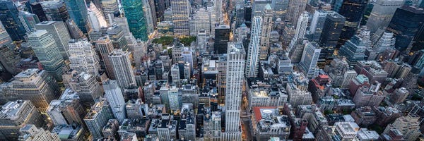 Canvas Print: Skyscraper Panorama, Midtown Manhattan, New York City by Jan Becke