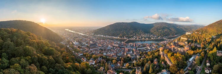 Aerial Panorama Of Heidelberg In Autumn Season, Baden-Württemberg, Germany