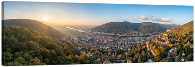 Aerial Panorama Of Heidelberg In Autumn Season, Baden-Württemberg, Germany Canvas Art Print - Heidelberg