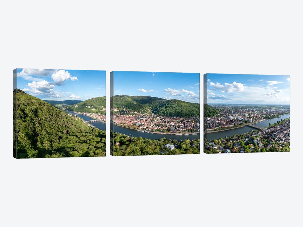 Aerial Panorama Of Heidelberg In Summer, Baden-Württemberg, Germany by Jan Becke 3-piece Canvas Print