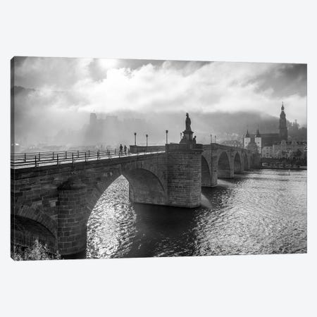 Heidelberg Old Bridge And Castle, Germany, Black And White Canvas Print #JNB2476} by Jan Becke Canvas Artwork