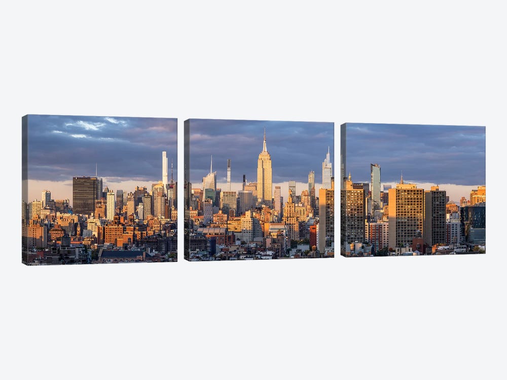 New York City Skyline Panorama At Sunset by Jan Becke 3-piece Canvas Print