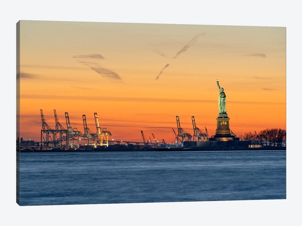 Statue Of Liberty At Sunset, New York City by Jan Becke 1-piece Canvas Art