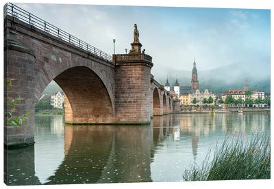 Heidelberg Old Bridge And Neckar River In Summer, Germany Canvas Art Print - Heidelberg