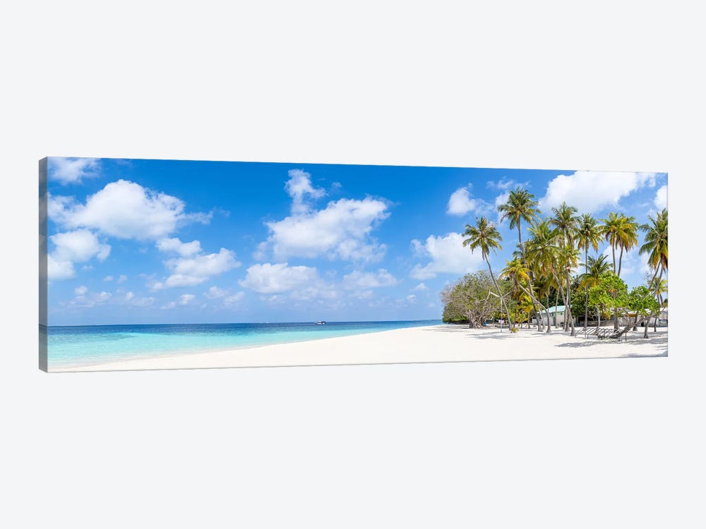 Beautiful Beach Panorama With Palm Trees, Maldives by Jan Becke 1-piece Art Print