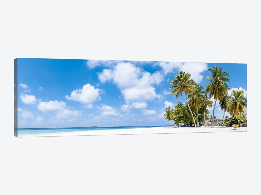 Tropical Beach Panorama With Palm Trees, Maldives by Jan Becke 1-piece Canvas Artwork