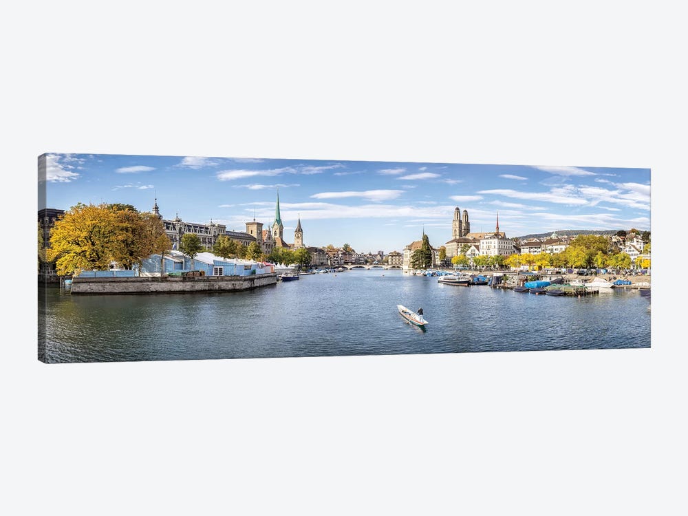 Panoramic View Of Zurich In Autumn Season by Jan Becke 1-piece Canvas Wall Art