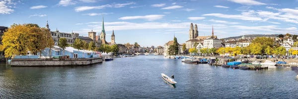 Switzerland: Panoramic View Of Zurich In Autumn Season by Jan Becke