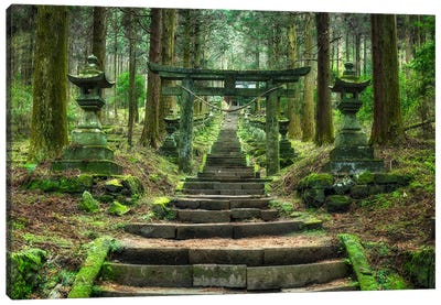 Entrance To The Kamishikimi Kumanoimasu Shinto Shrine, Takamori , Kumamoto Prefecture, Japan Canvas Art Print - Stairs & Staircases