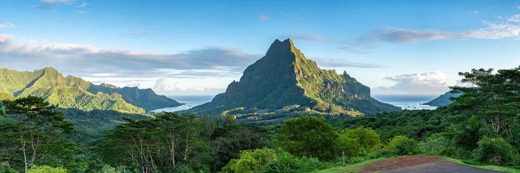 Panoramic Sunrise View Of Mont Rotui Seen From Belvedere Lookout, Moorea Island, French Polynesia