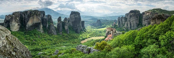 Greece: Panoramic View Of The Meteora Monastery Near Kalabaka (Kalambaka), Greece by Jan Becke